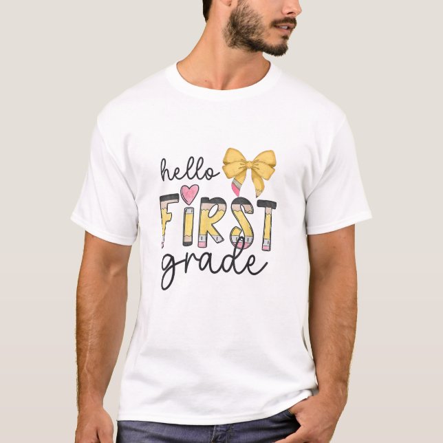 Camiseta Hola profesor de primer grado Coquette Lápiz de vu (Anverso)