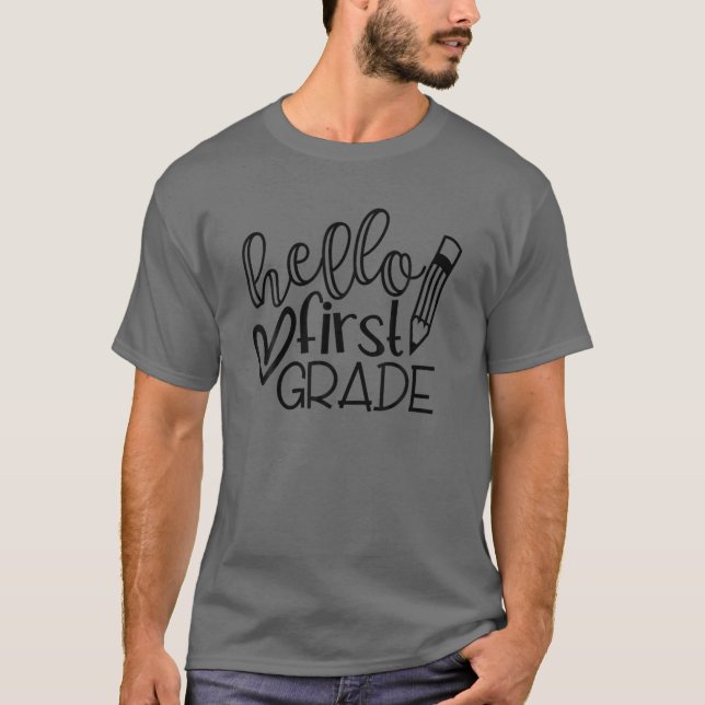 Camiseta Hola Profesor De Primer Grado De Vuelta A La Escue (Anverso)