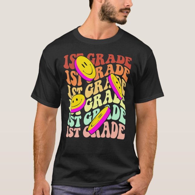 Camiseta Hola profesor de primer grado de vuelta al retro e (Anverso)
