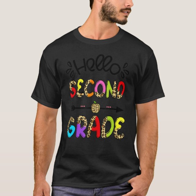 Camiseta Hola profesor de segundo grado de Leopard Apple (Anverso)