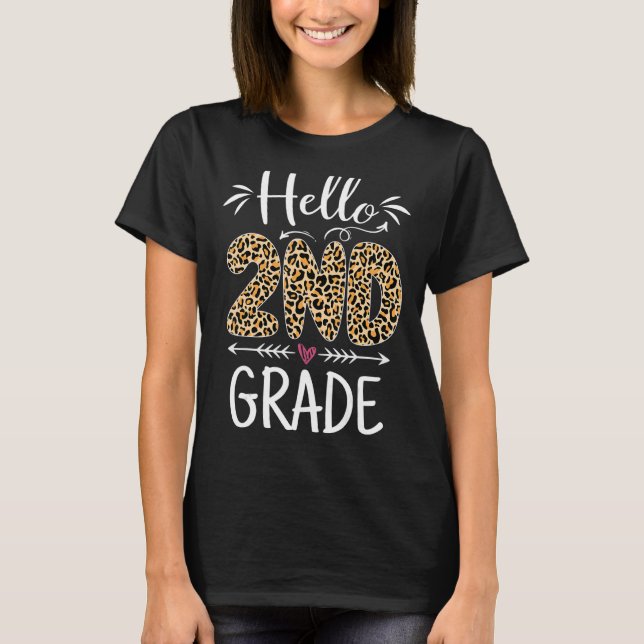 Camiseta Hola Profesor De Segundo Grado Leopard De Vuelta A (Anverso)