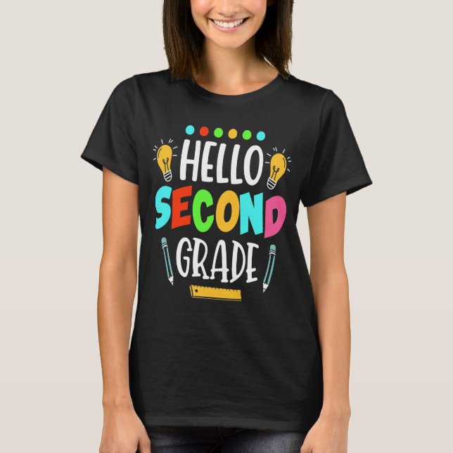 Camiseta Hola profesor de segundo grado primer día de T-Shi (Anverso)