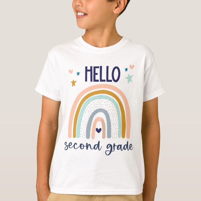 Camiseta Hola profesor de segundo grado Retro Curso de Arco (Anverso)