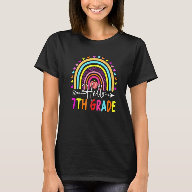 Camiseta Hola profesor de séptimo grado Rainbow de séptimo  (Anverso)