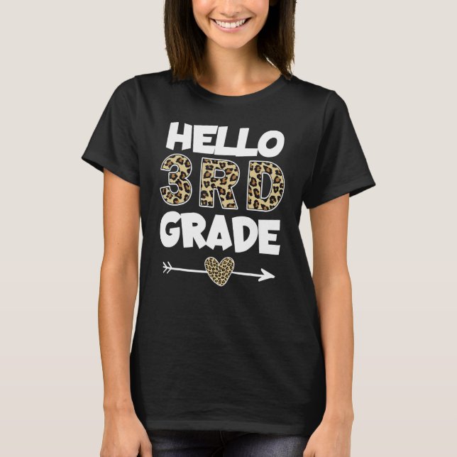 Camiseta Hola profesor de tercer curso de Leopard Print (Anverso)