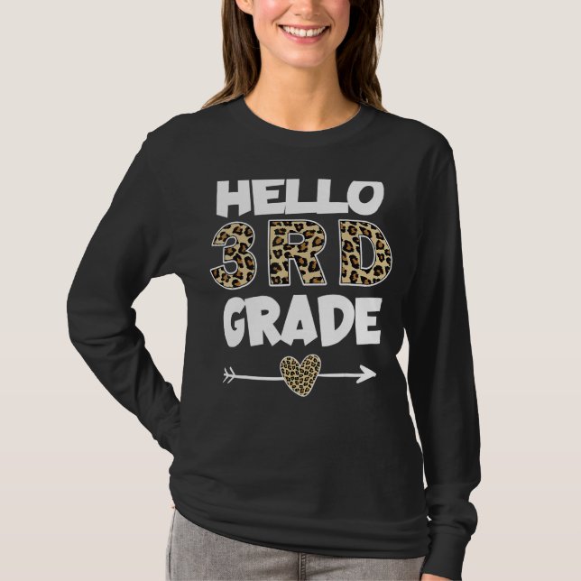 Camiseta Hola profesor de tercer curso de Leopard Print (Anverso)
