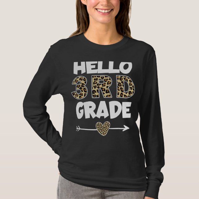 Camiseta Hola profesor de tercer curso de Leopard Print (Anverso)