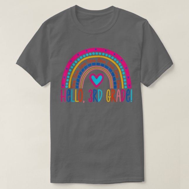 Camiseta Hola profesor de tercer grado Rainbow Third Grado  (Diseño del anverso)