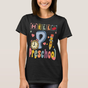 Camiseta Hola Profesor Retro de Preescolar, Chicas de niño 