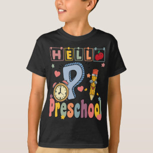 Camiseta Hola Profesor Retro de Preescolar, Chicas de niño 