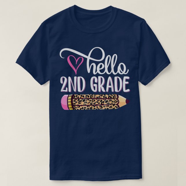 Camiseta Hola profesora de lápiz de lápiz de lápiz de leopa (Diseño del anverso)