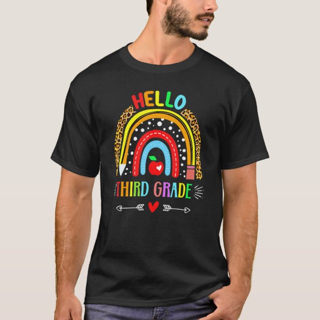Camiseta Hola, profesora de tercer grado, primer día de llu (Anverso)