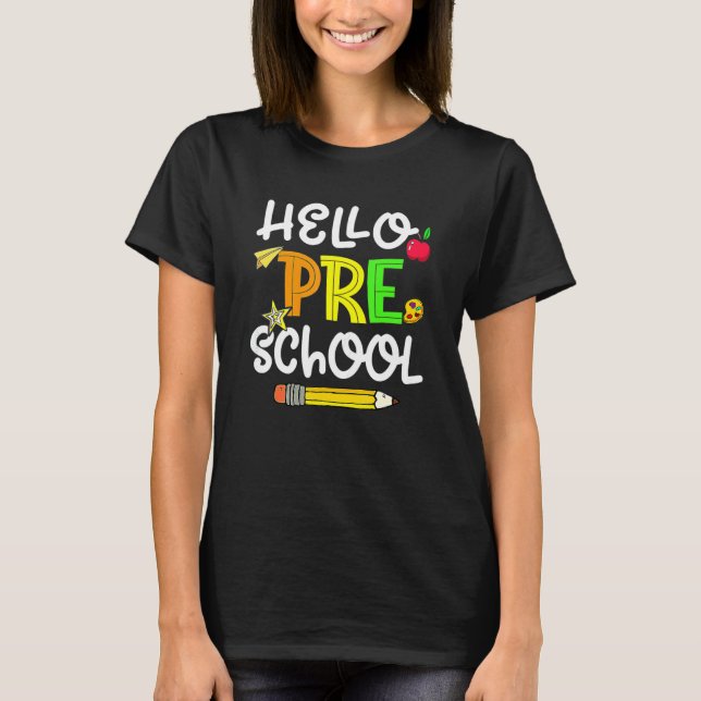 Camiseta Hola Profesores de Preescolar Niños del Primer Día (Anverso)