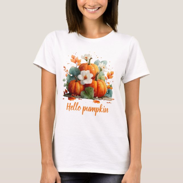 Camiseta Hola Pumpkin Autumn Floral Design (Anverso)