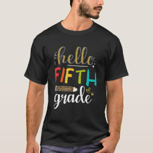 Camiseta Hola Quinta Grado Estampado de Leopardo Profesor d