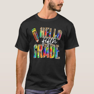 Camiseta Hola, Quinto Grado, 5 Tie Dye Leopard de vuelta a 