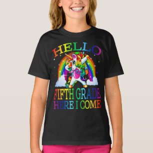Camiseta Hola, Quinto Grado Aquí, Vengo Unicorn