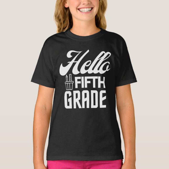 Camiseta Hola, Quinto Grado, De Vuelta A La Escuela (Anverso)