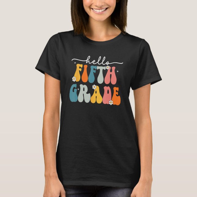 Camiseta Hola, quinto grado de vuelta a la escuela, profeso (Anverso)