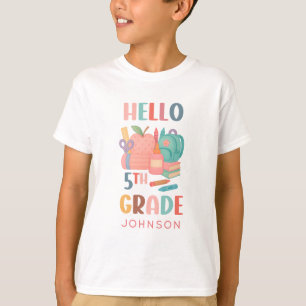 Camiseta Hola, quinto grado de vuelta a los escolares