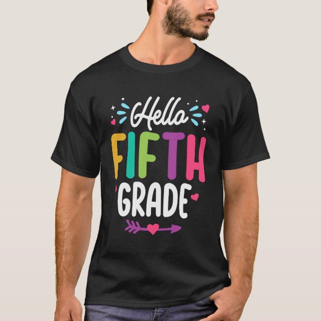 Camiseta Hola, Quinto Grado De Vuelta Al Estudiante De Maes (Anverso)