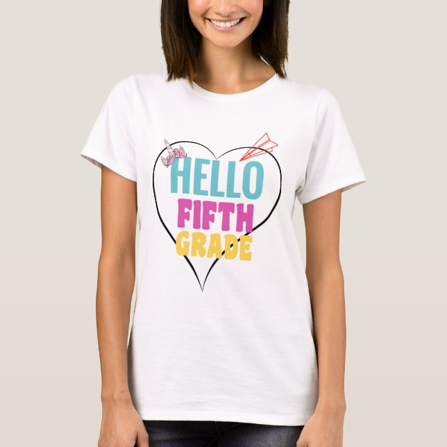 Camiseta Hola, quinto grado | Diseño Guay para quinto grado (Anverso)