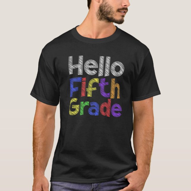 Camiseta Hola Quinto Grado Primer Día Escolar Equipo De 5º  (Anverso)