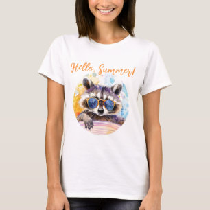 Camiseta Hola Raccoon de verano en gafas de sol Color de ag