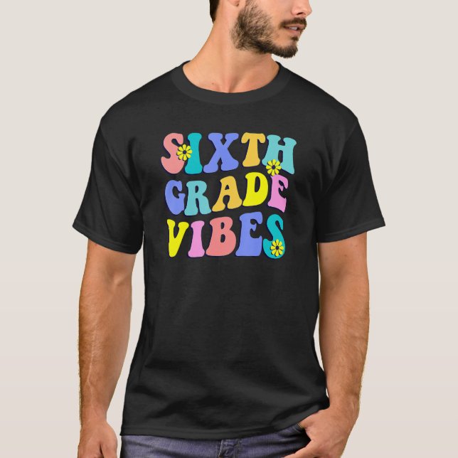 Camiseta Hola Retro Estudiante de Vibes de sexto grado (Anverso)