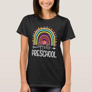 Camiseta Hola Retro Preescolar Profesores de Arcoiris Niños
