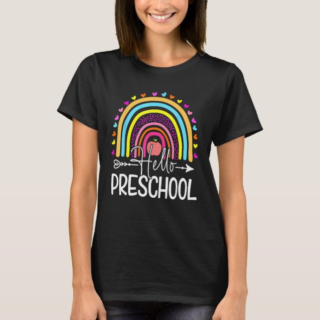 Camiseta Hola Retro Preescolar Profesores de Arcoiris Niños (Anverso)