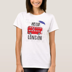 Camiseta Hola Rótulo puesto letras mano de Londres el   co