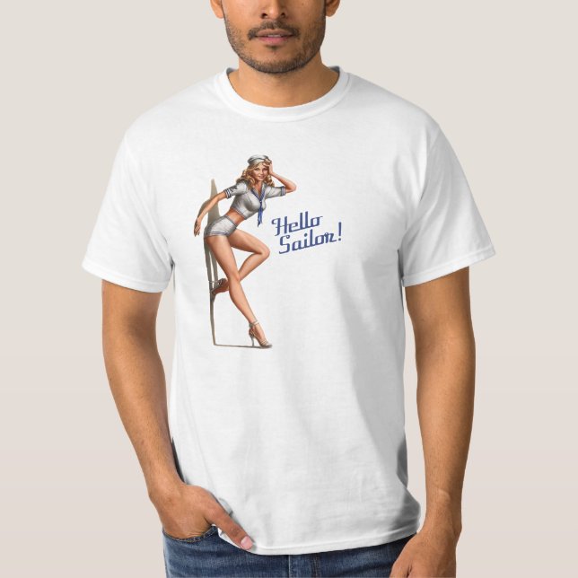 Camiseta ¡Hola Sailor! Pin Up Chica T-Shirt (Anverso)