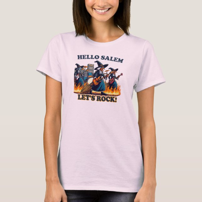 Camiseta Hola Salem Massachusetts Witch Rock Band (Anverso)