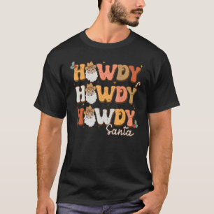 Camiseta Hola Santa Feliz Navidad Retro Groovy Cuero de Vac