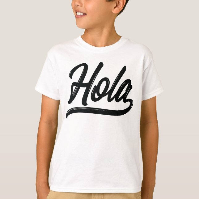 Camiseta Hola Script (negro) (Anverso)
