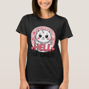 Camiseta Hola Segundo Grado 2do Cute Gato Para Niñas De Vue