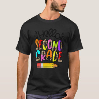Camiseta Hola Segundo Grado Boho Leopardo Regreso a la Escu