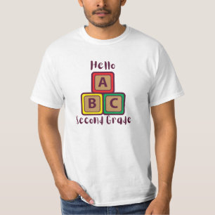 Camiseta Hola Segundo Grado Cute Bloques ABC De Vuelta Al C