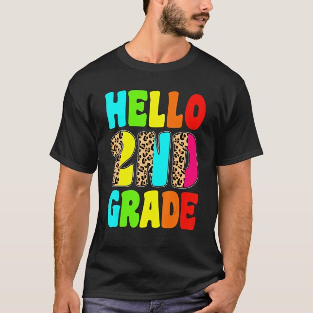 Camiseta Hola, segundo grado Leopard de vuelta a la escuela (Anverso)