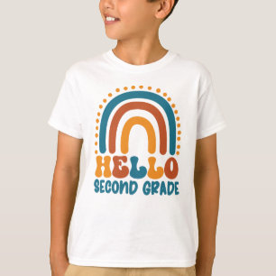 Camiseta Hola segundo grado Retro arcoiris boho colorido