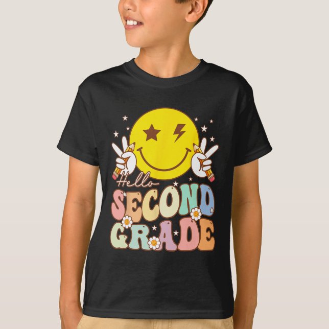 Camiseta Hola segundo grado sonrisa divertida cara 2º grado (Anverso)