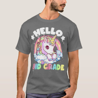 Camiseta Hola, segundo grado, unicornio, Chicas de niños cu