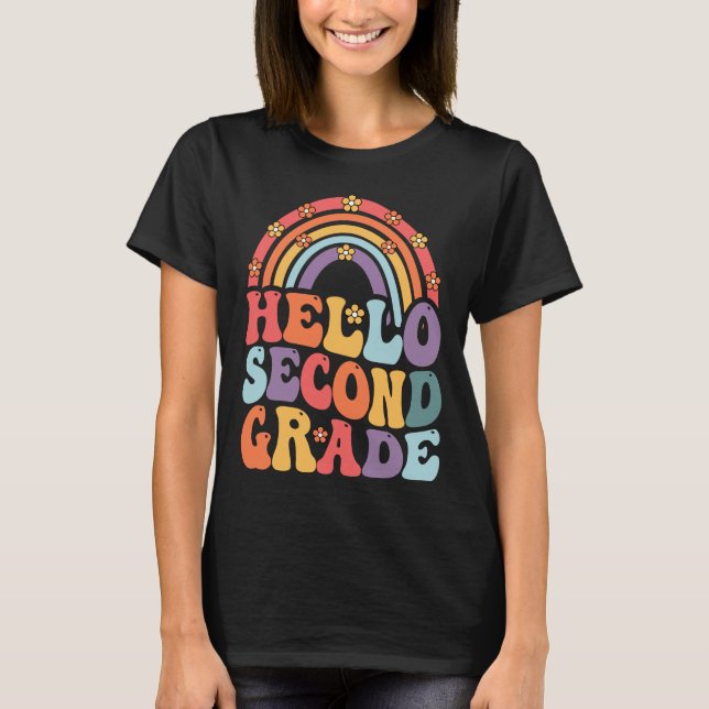 Camiseta Hola Segundo Retro Boho Rainbow De Vuelta A La Esc (Anverso)