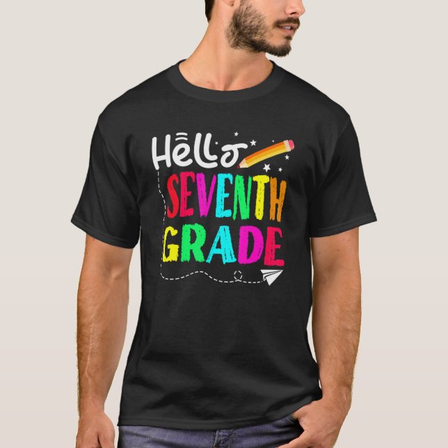 Camiseta Hola, Séptimo Grado De Vuelta Al Diseño Escolar (Anverso)