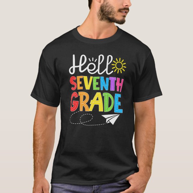 Camiseta Hola Séptimo Grado Divertido Séptimo Grado Backto  (Anverso)
