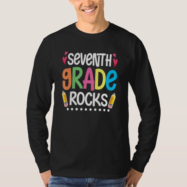 Camiseta Hola Séptimo Grado Rocks Primer Día de Séptimo Gra (Anverso)