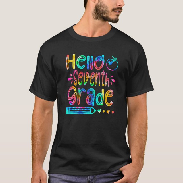 Camiseta Hola, Séptimo Grado, Tye De Vuelta A La Escuela Pr (Anverso)