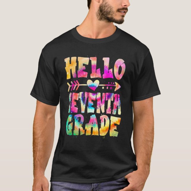Camiseta Hola, Séptimo Grado Tye Primer Día A (Anverso)