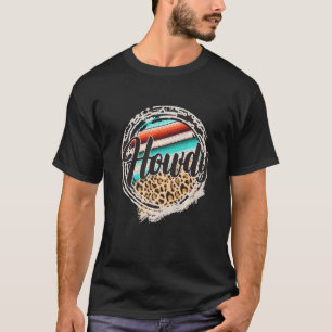 Camiseta HOLA Serigrafía de Serape de Patrón de Vaca Leopar